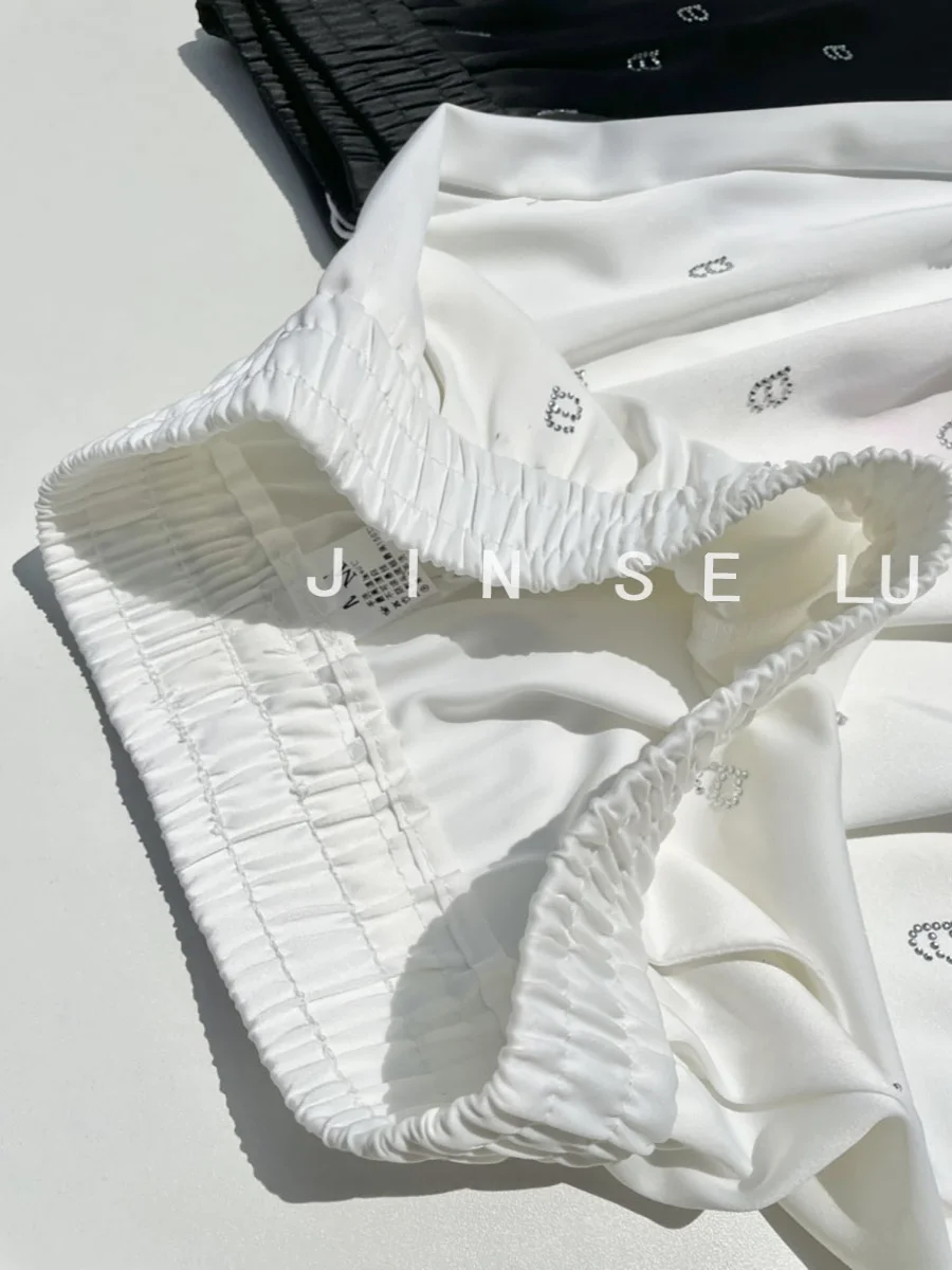 Ацетатные атласные брюки высокого качества с широкими штанинами для женщин