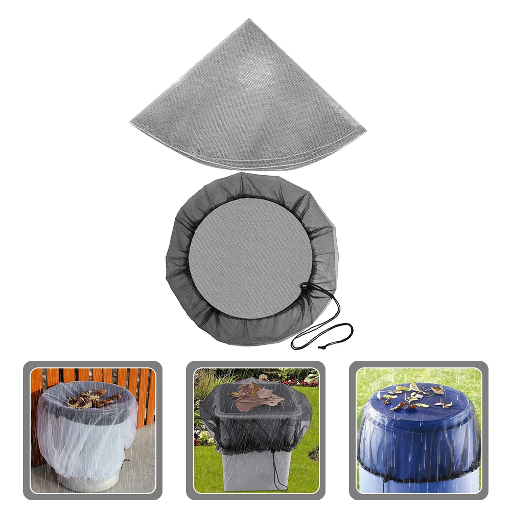 

2 Pcs Rain Barrel Covers Drawstring Bucket Filter Net Grille Polyester Water Protective Insect-proof