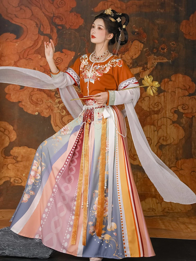 YJ32 Hanfu Женский китайский стиль оригинальный комплект из трех предметов длиной