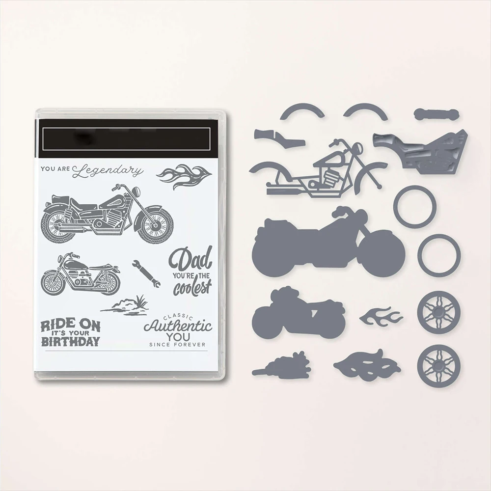 

2023 January-April Mini Catalogue Legendary Ride Cutting Dies Clear Stamps Set for DIY Scrapbooking Crafting Paper Album Cards
