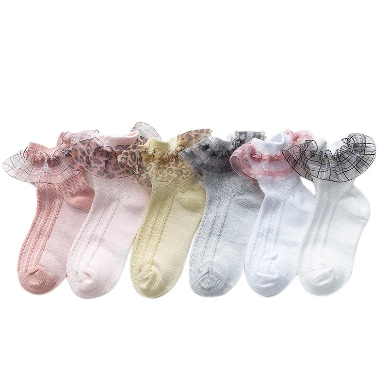 

Детские носки, сетчатые шнурки средней длины с леопардовым рисунком для девочек