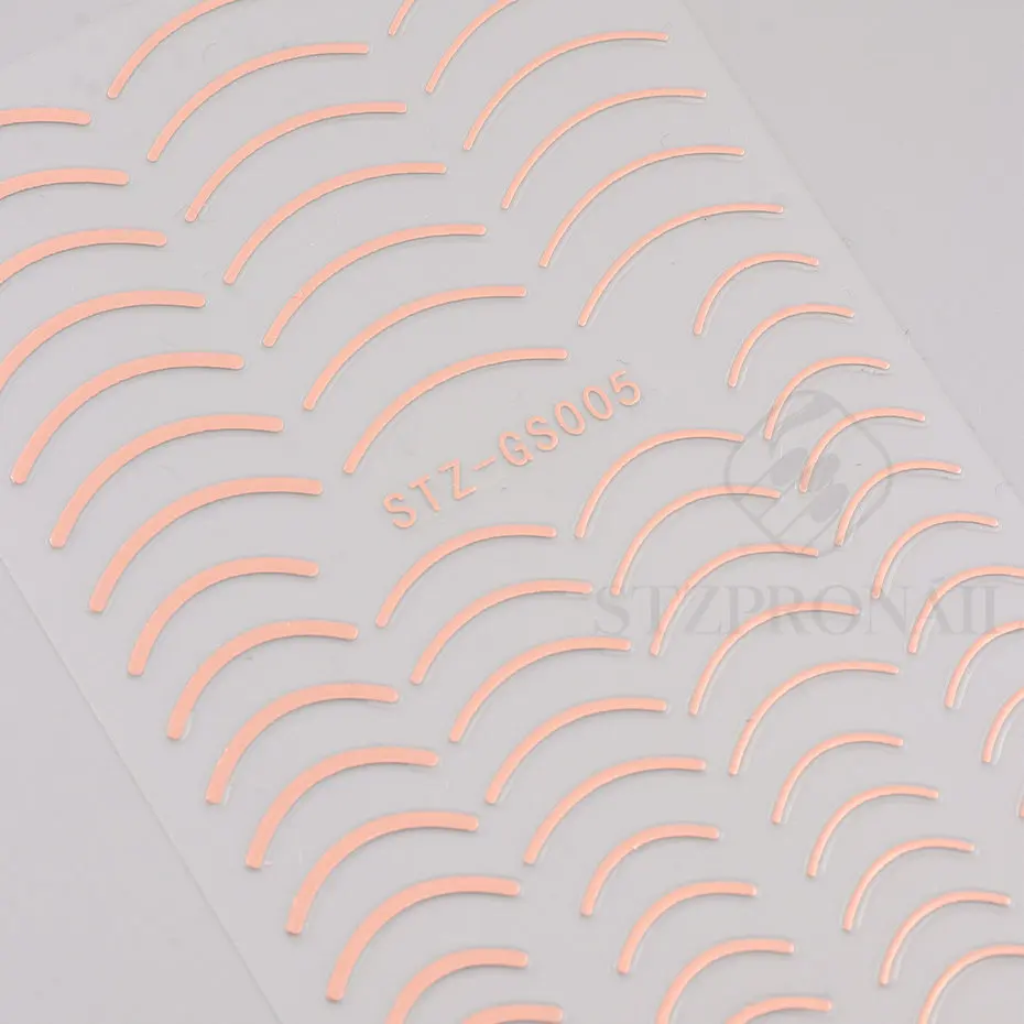 Rose Gold Line Nail Sticker Straight Luxury Curved Line Stripe Tape Tattoo 11.5*8CM Wraps Geometric Temporary Tattoos Decoration images - 6