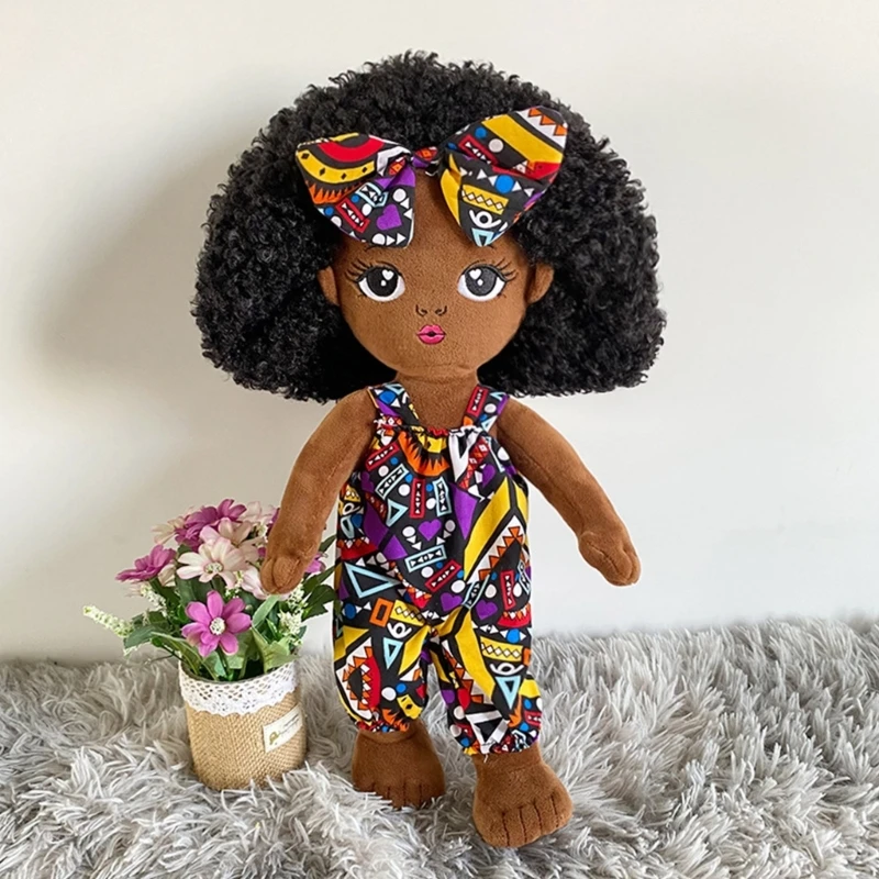 Black  for Kids 13inch Soothe  Moveable African Rag-Doll Cute Children Room Decorations Baby Girls Gift