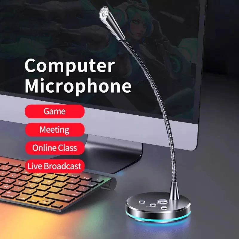 

Computer Microphone Game Microphone 3.55mm/USB Interface Recording Device Suitable for PC Laptop recording studio equipment