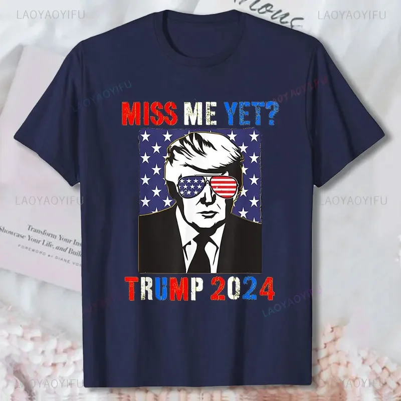 Забавная патриотическая футболка с изображением Трампа мисс меня еще 2024