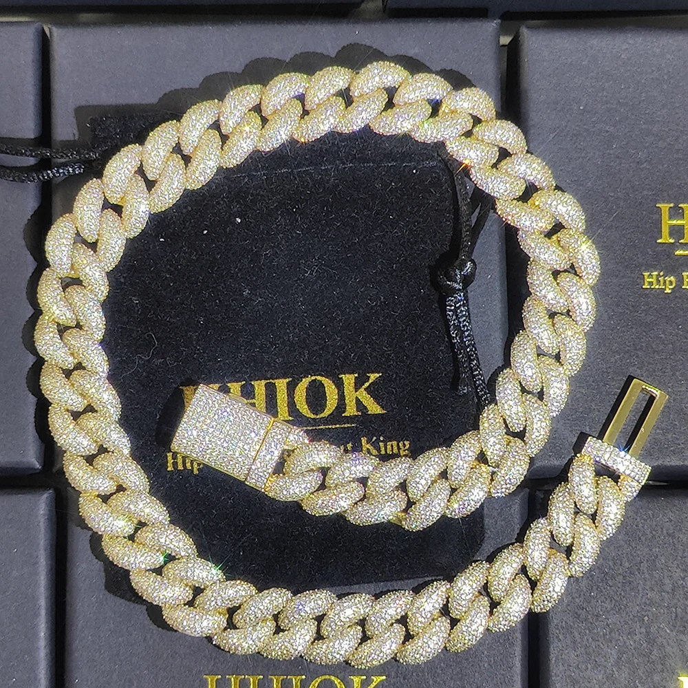 15/18 мм ширина ледяной пузырь кубинская цепочка в стиле хип-хоп блестящий полный