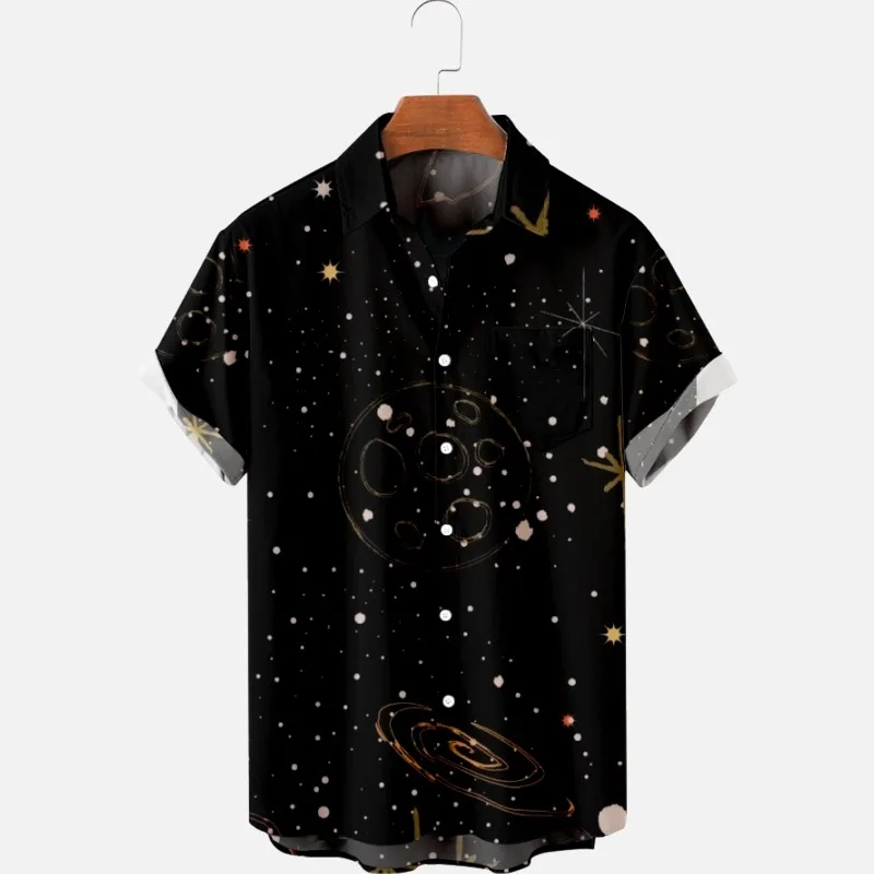 

2022 Men's Shirts Casual Button Shirts 3D Printed Short-sleeve Shirt Beach Blouses Men's Top