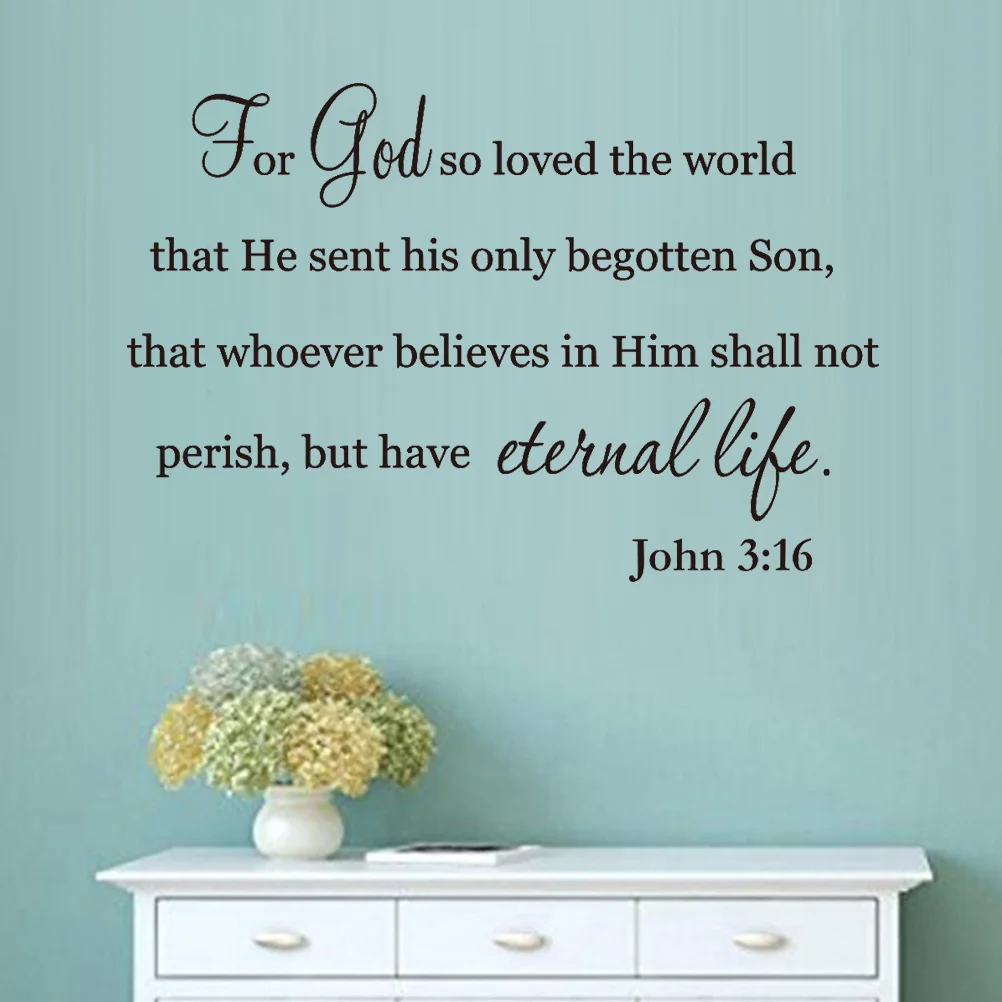 

1PC Vinyl Removable Bible Verse John 3:16 Wall Decals Wallpaper Wall Sticker