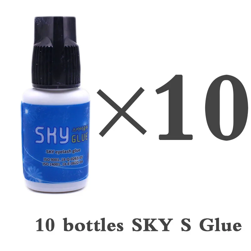 10 Bottles Sky S Eyelash Extension Glue Black Sealed Bag Fastest Strongest Original Korea Adhesive 5ml Lashes Beauty Shop Health