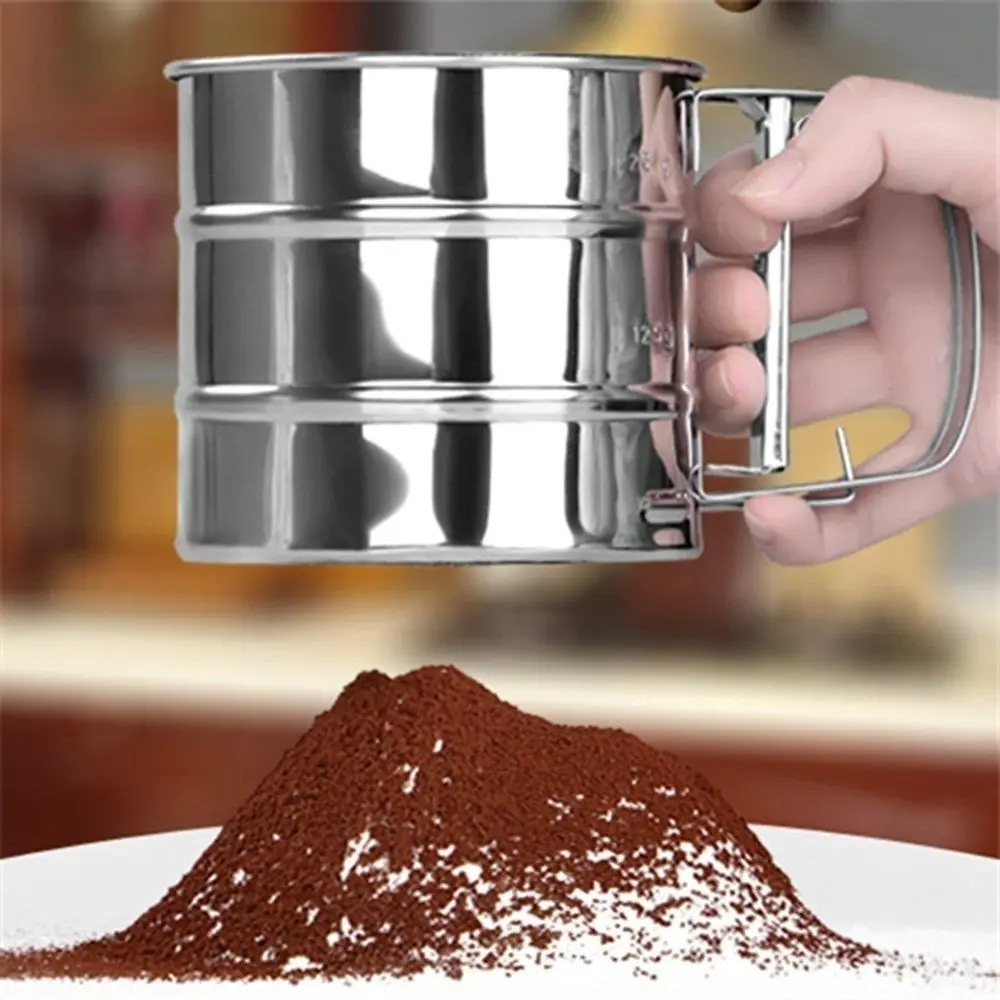 

Stainless Steel Flour Sifter Manual Semi-automatic Cup Flour Sifter Kitchen Baking Cake Accessories Coffee Kitchen Tools