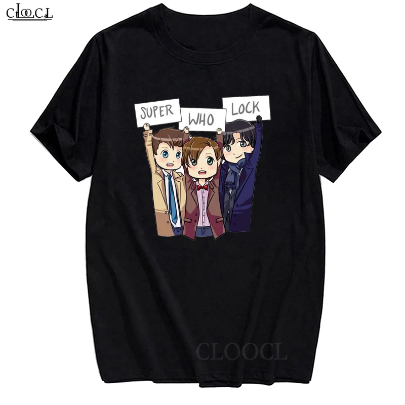 

CLOOCL 100% Cotton T-shirt Supernatural Cas Dean and Sam O-Neck Short-Sleeved T-shirt Men Women Streetwear Fashion Male Tops