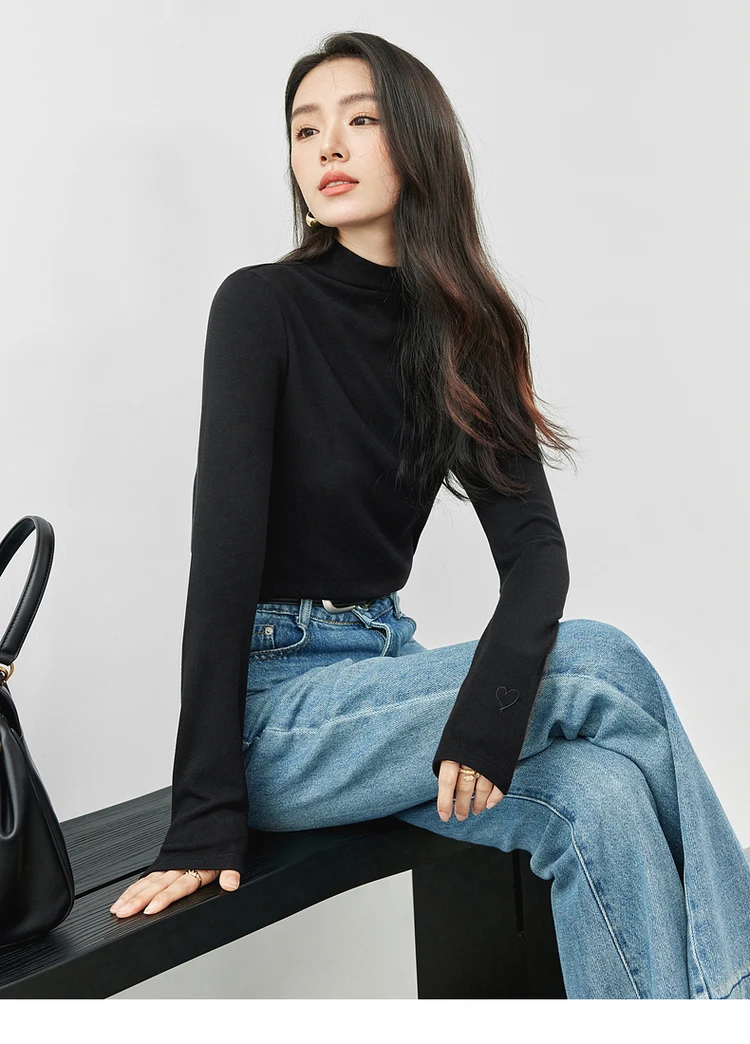 SENTUBILA зимние хлопковые водолазки вязаные пуловеры повседневные прямые топы с