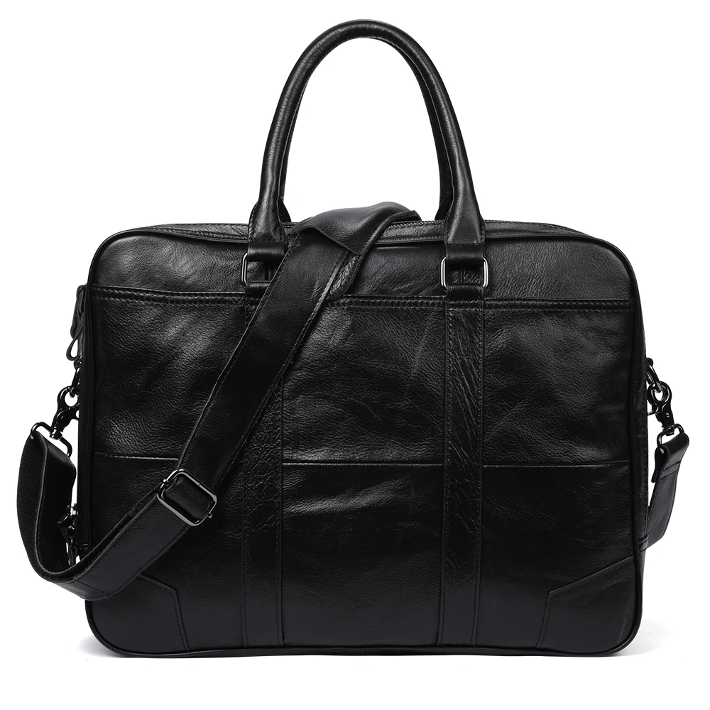 

New business briefcase leather men's bag 15.6 inch computer handbag crossbody bag head layer cowhide nappa leather men's bag