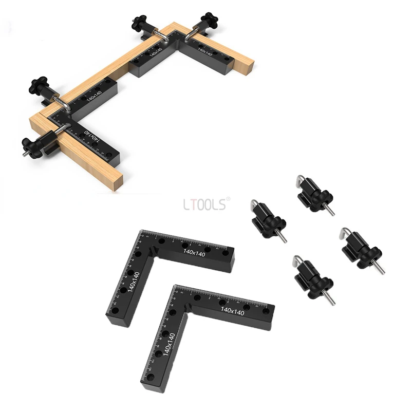 

90 Degree Clamp, Cabinet Clamp, Aluminum Alloy Right Angle Square Tool, Corner Clamps for Woodworking Tools Black Fixing Clip