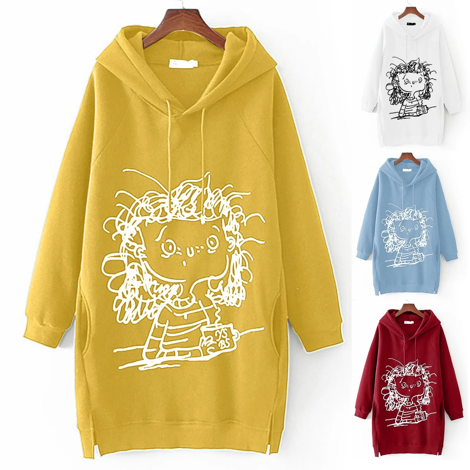 

Пуловер с капюшоном, толстовка с длинным рукавом и принтом, Женская толстовка с мультяшным принтом, Женская толстовка с капюшоном на молнии,...