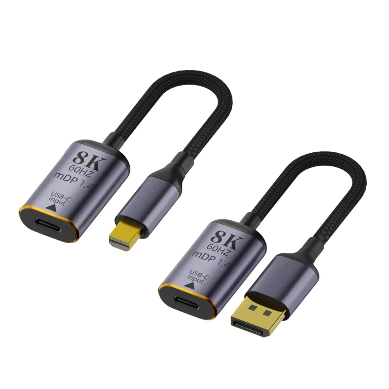 

USB C to DisplayPort Adapter 8K@60Hz for HDTV USB Type C to mDP1.4 Cable Adapter USB miniDP Converter