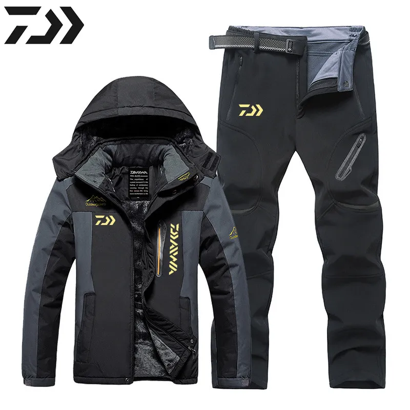 

Daiwa Men Winter Fishing Clothes Windproof Waterproof Plus Velvet Keep Warm Suits Outdoor Sport Mountaineering Fishing Jacket