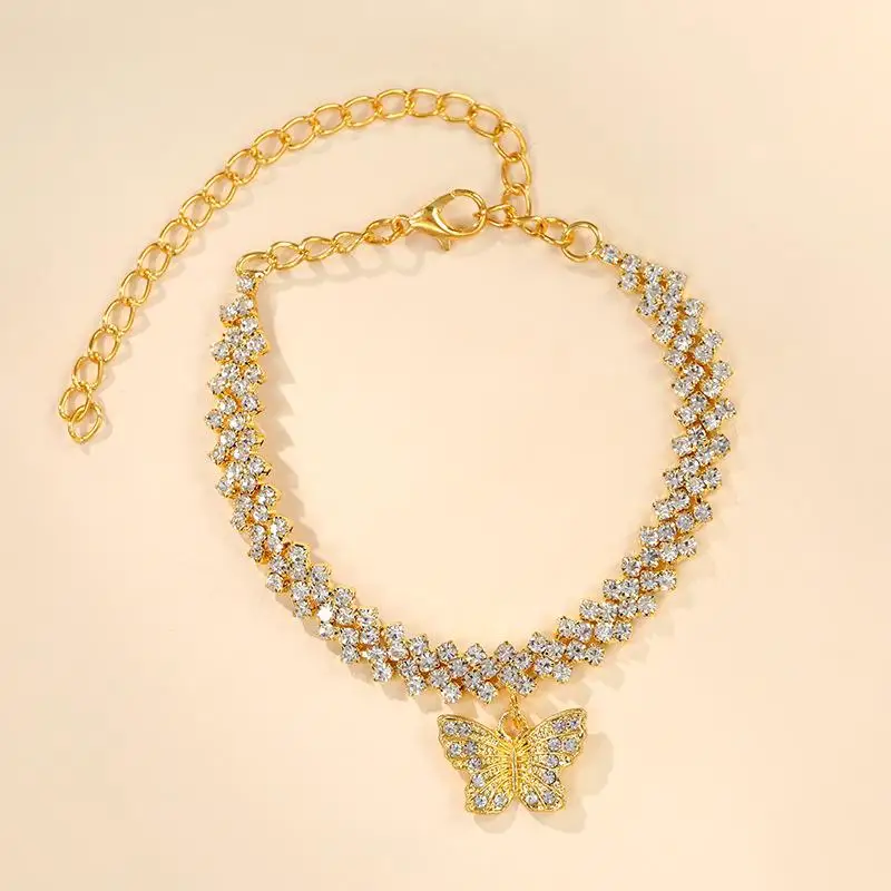 1 шт. Блестящий декоративный браслет на лодыжку в виде бабочки женские модные