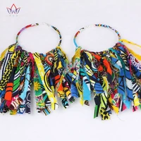 2022 african cloth fabric earrings handmade earrings with tassels for women african print ankara big oversized earrings wyb1198