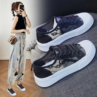 sexy lace white shoes women flats sneakers summer 2022 new female causal shoes black vulcanize sneakers for women