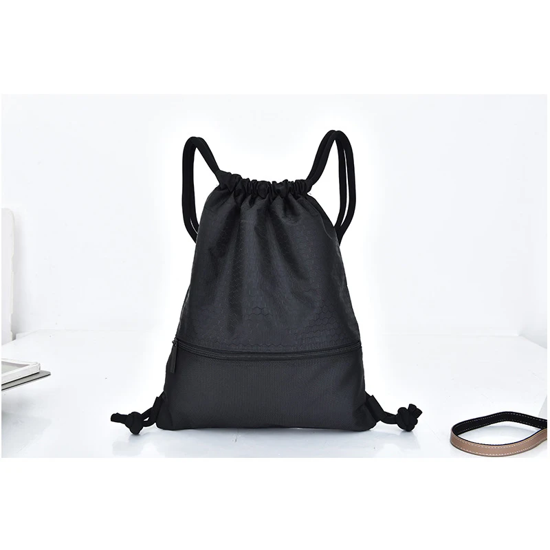 With Logo Gym Sports Backpack Yoga Bag Outdoor Bag Men Women Drawstring Cycling Basketball Travel Camping Beach Backpack
