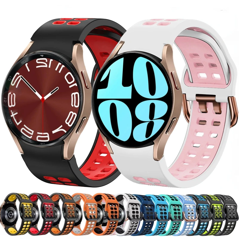 

No Gap Silicone Strap for Samsung Galaxy Watch 6/5/4 44mm 40mm Pro 45mm Two-Color Sport Wristband Watch 6 Classic 43mm 47mm Band