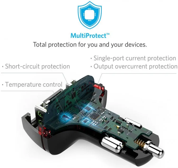 Автомобильное зарядное устройство Anker PowerDrive 2 Elite 2хUSB IQ и QC 3.0 42W цвет Черный (A2224H11) |