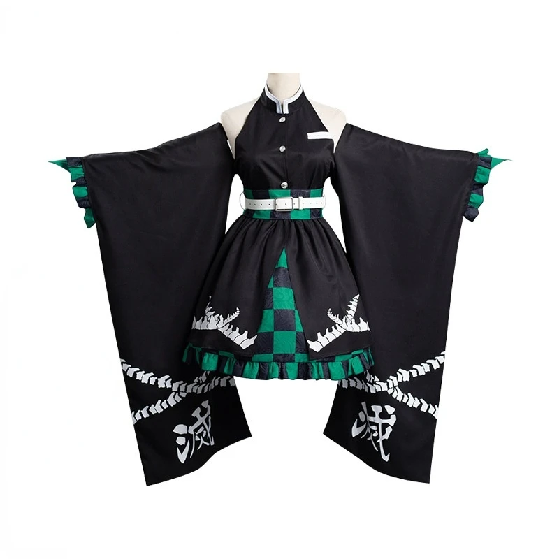 

Anime Demon Slayer Agatsuma Zenitsu Cosplay Costume Women Kimono Outfits Halloween Carnival Suit