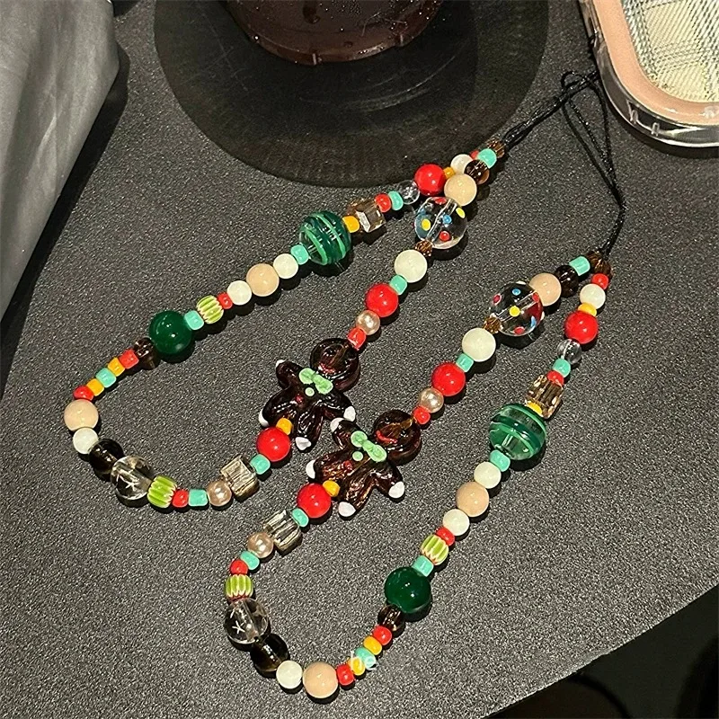 Пряничный человечек Рождественская елка цепочка для мобильного телефона