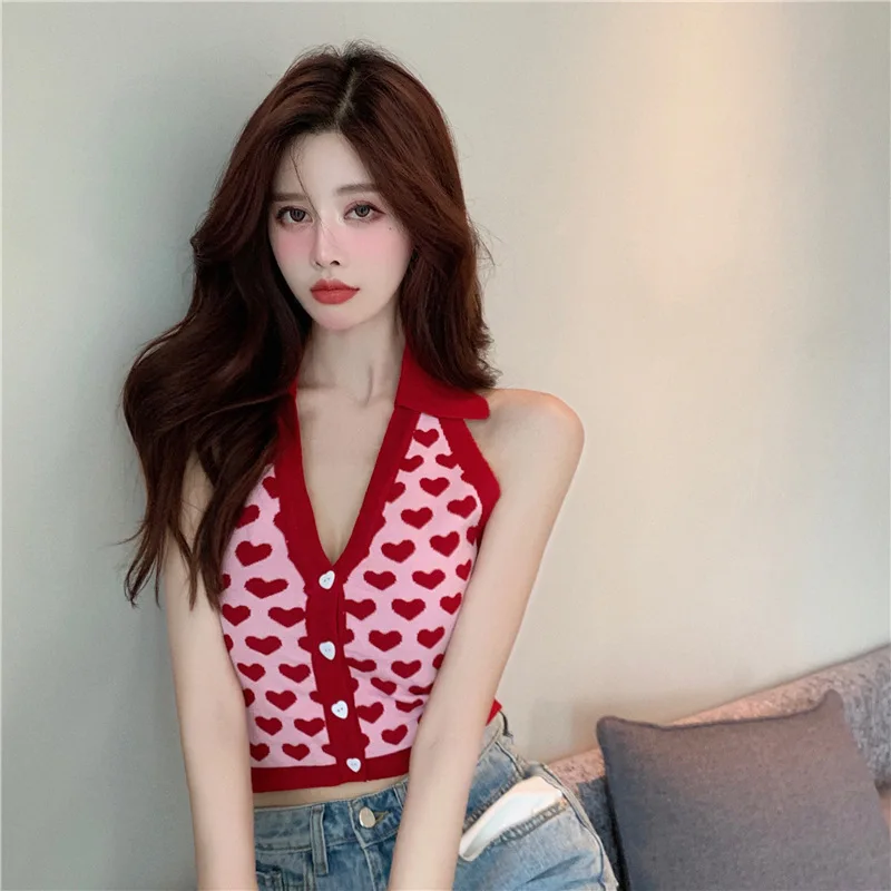 

LJLGLY, вязаные пикантные Топы для женщин 2022, Женский пуловер с открытыми плечами и лямкой на шее, вязаные топы, Повседневные вязаные базовые ма...