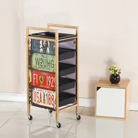Fashion and Beautiful Hairdressing Auxiliary Cart with Wheels Barber Shop Rack Special Trolley with Wheels for Perm Hair Stylist