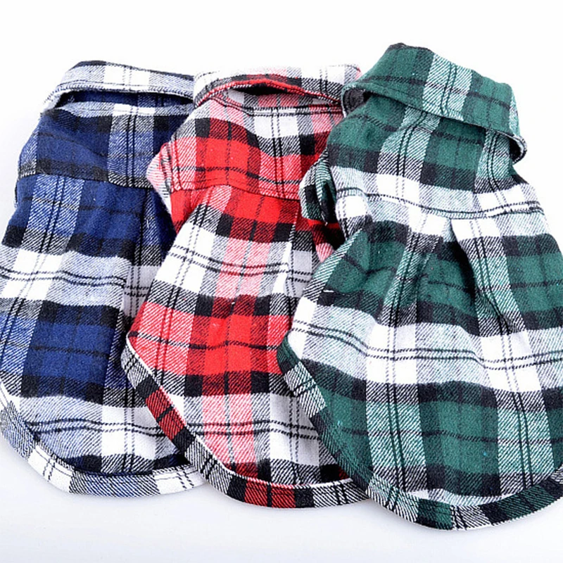 

2022 spring / summer dog clothes pet Plaid Shirt