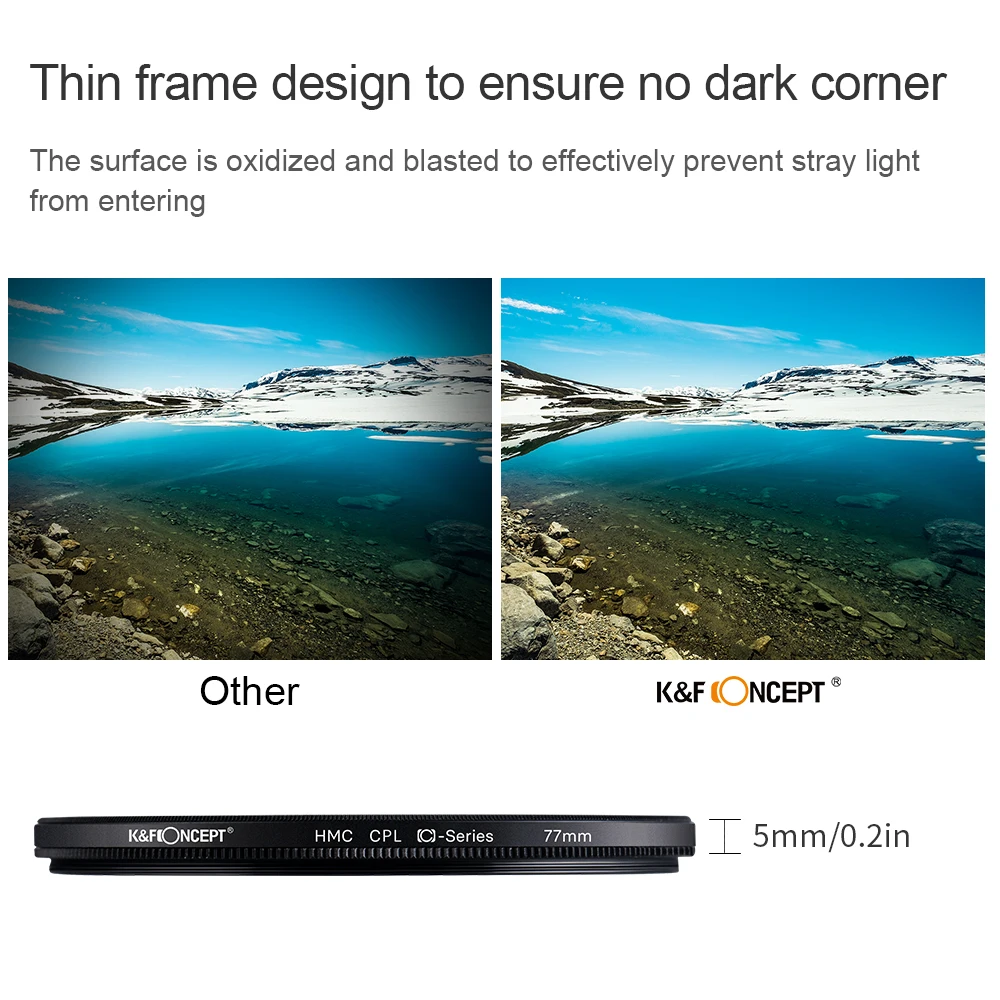 K&ampF Concept 49mm 52mm 67mm 77mm Circular Polarizer Glass Filter Ultra-Slim 18 Multi Layer Coatings CPL Filters for Camera Lens |