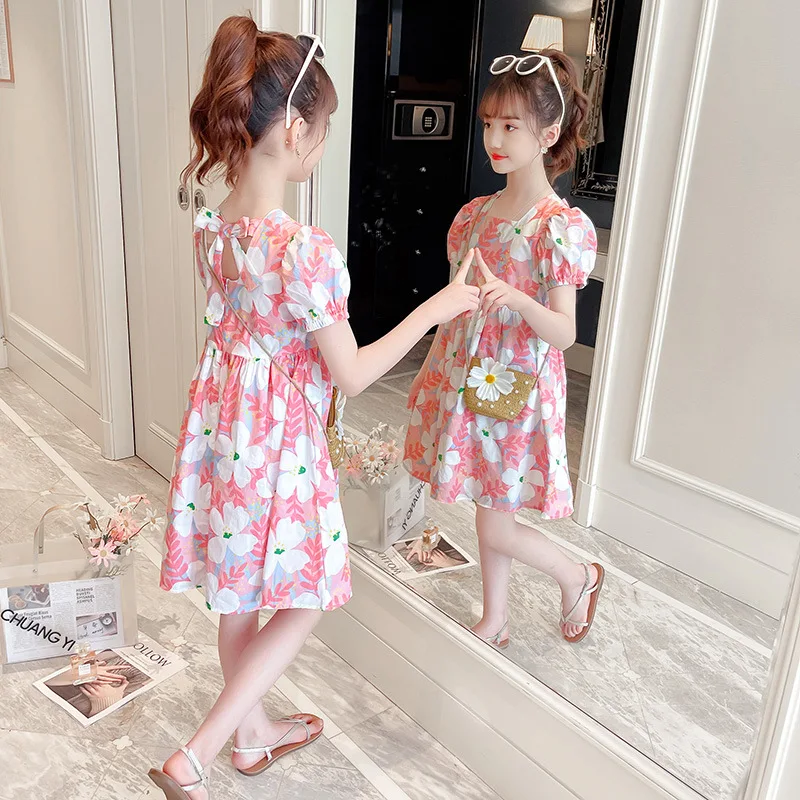 Детское Хлопковое платье с коротким рукавом на возраст от 10 до 12 лет - купить по