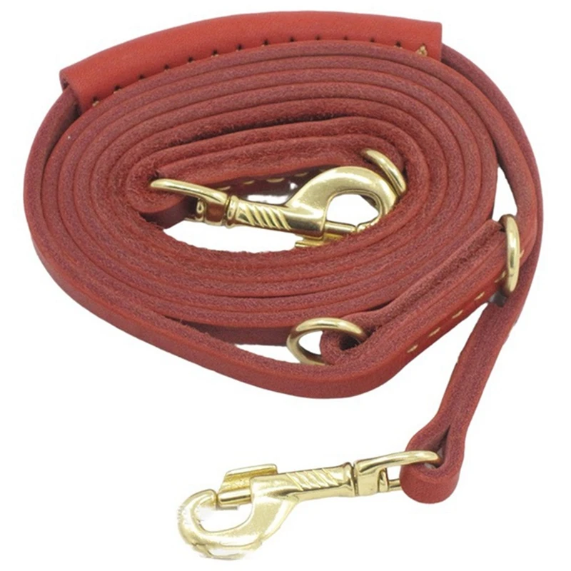 

Dog Leash Soft Real Leather Handle Double Leashes P Chain Collar Long Short Hands Free Dog Walking Training