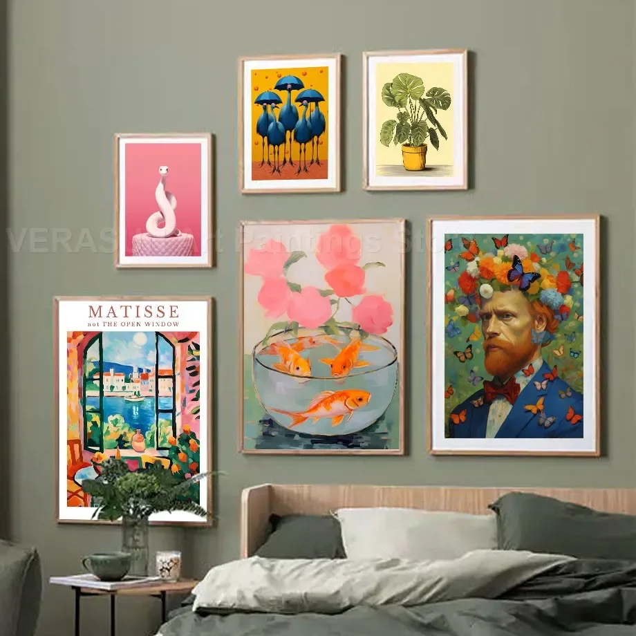 Настенная картина Пикассо матиссе Бабочка змея журавль Черный кот цветочное