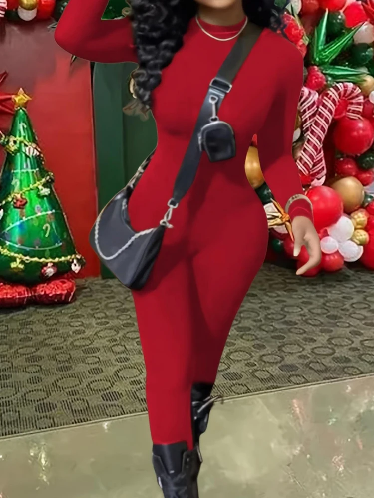 LW осенне-зимний комбинезон с круглым вырезом женский повседневный длинными