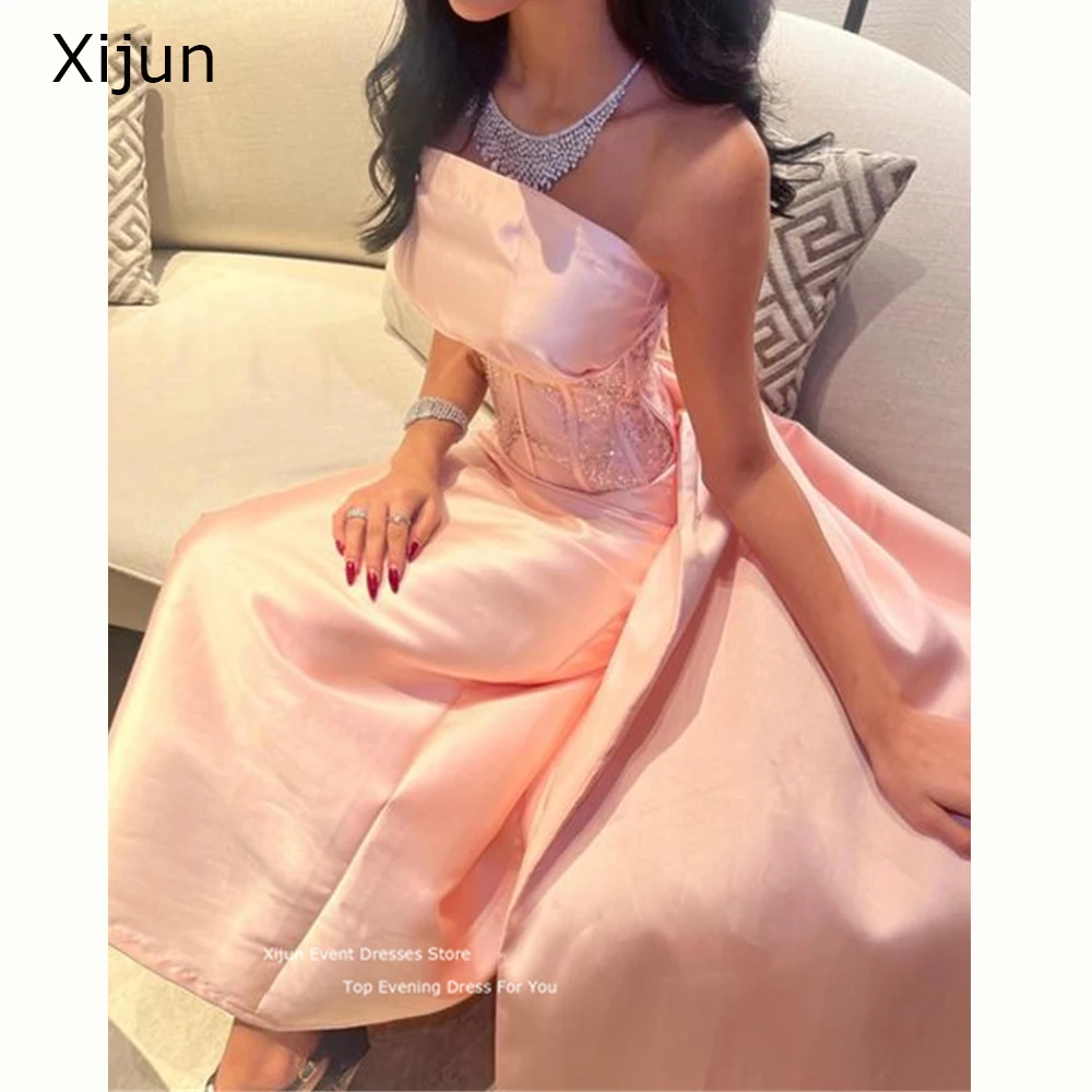 

Xijun Sparkly Mermaid Evening Dresses Long Luxury Pink Prom Gowns Gogerous Lace Sequined Formal Prom Dress Dubai Party Gown