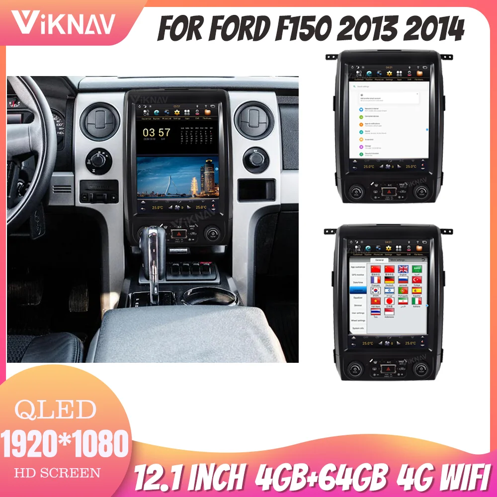 

Автомобильное радио с экраном 12,1 дюйма для Ford F150 2013 2014 Android система 1080P HD навигация GPS Bluetooth оригинальная функция автомобиля