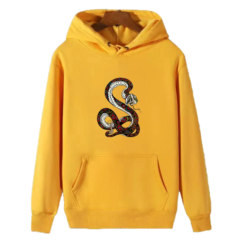 Rattle Snake Harajuku graphic fleece hoodie cotton Hooded sweatshirts winter thick sweater hoodie Hooded Shirt Men's sportswear