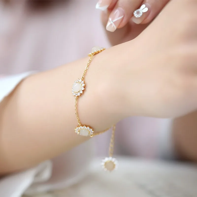 Женский браслет из халцедона Элегантное Изысканное ювелирное изделие с