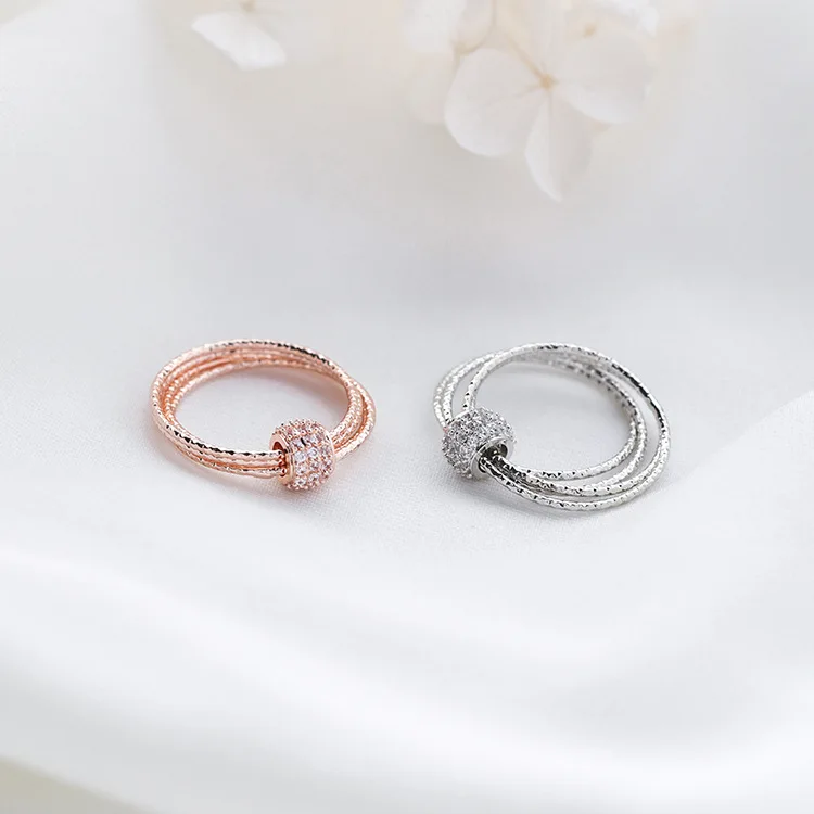 

Новинка 2022, простое кольцо, 2 цвета, вращающееся кольцо, женское кольцо с кристаллами от Swarovski для женщин, инкрустированное цирконием, подходит для женской модели