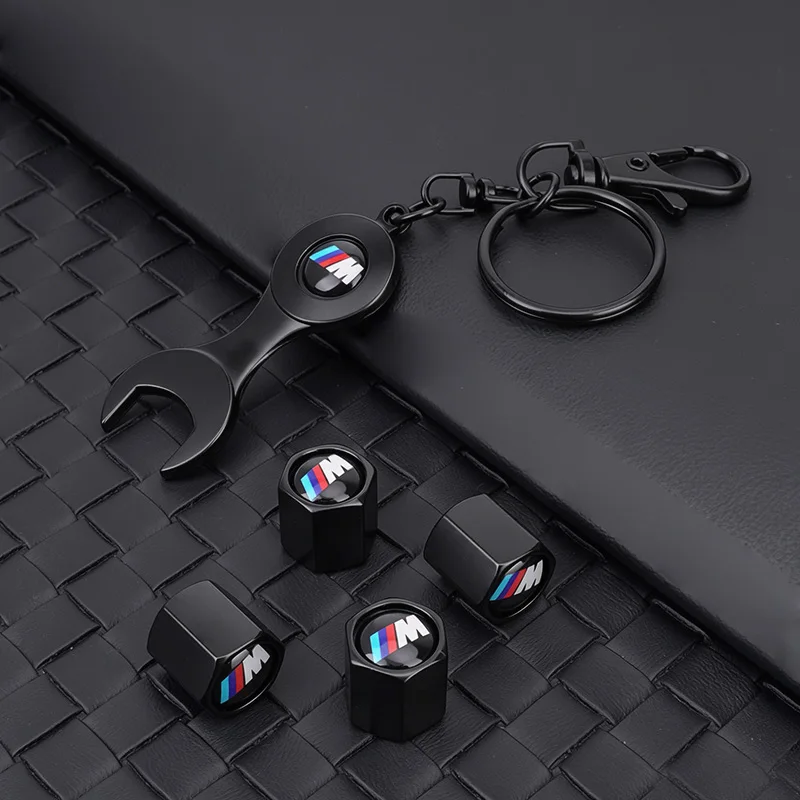 Фото Для BMW M 50TH M3 M5 F30 F20 E30 E34 E36 E39 E46 E91 X1 X3 X5: 4 шт. пылезащитных колпачков для ниппелей автомобильных колес с инструментами №2