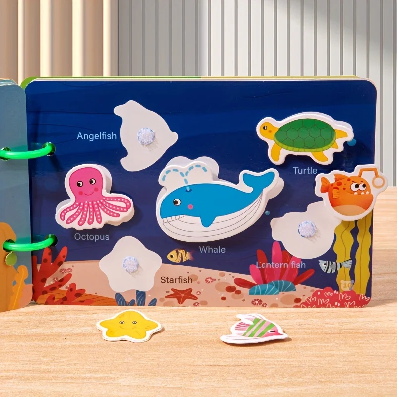 Тихая книга Монтессори детская книга-наклейка животные шаблон сенсорная