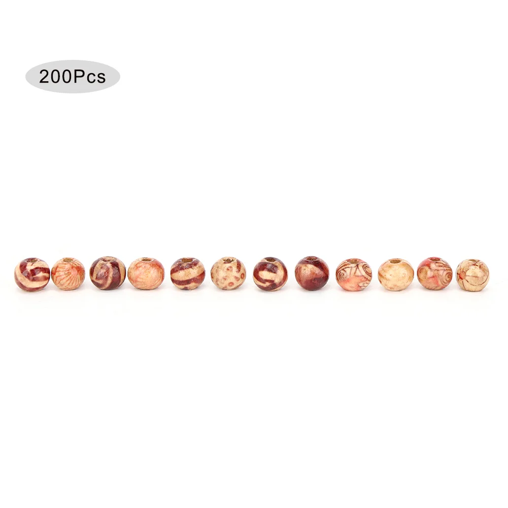 

200Pcs 8mm Round Shape Wood Beads Bracelet Clothes Decorative Beads DIY Material Accessories