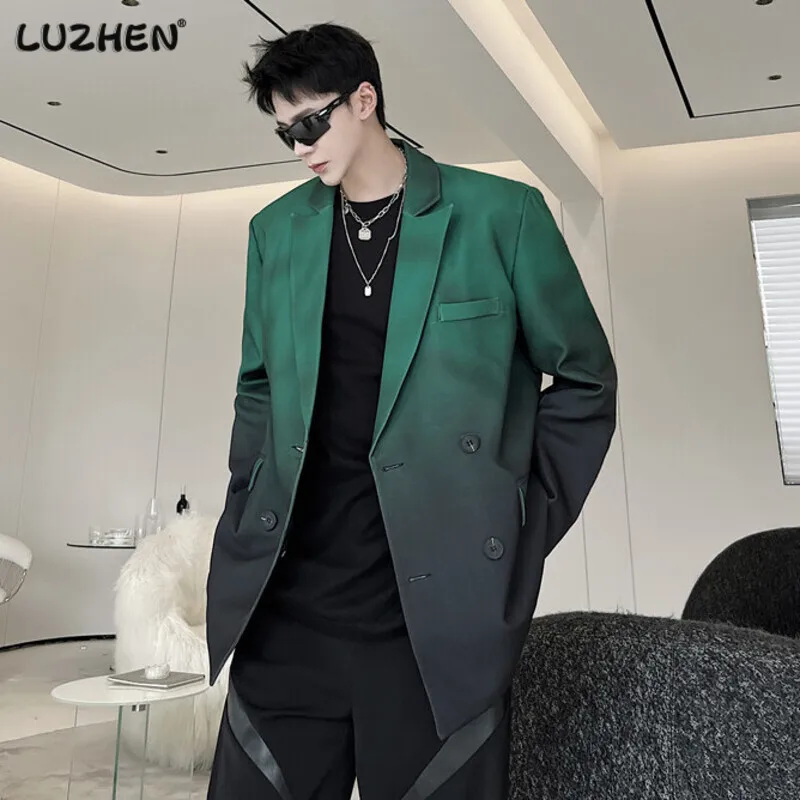 

LUZHEN 2023 Модный корейский градиентный цвет оригинальный дизайн Повседневный блейзер пальто для мужчин Высокое качество мода уличная Свободная куртка 6cc64c