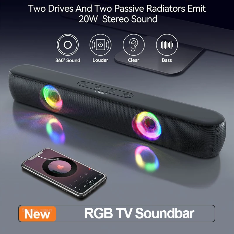 Портативная ТВ-Саундбар RGB светящийся Bluetooth-динамик игровая домашняя