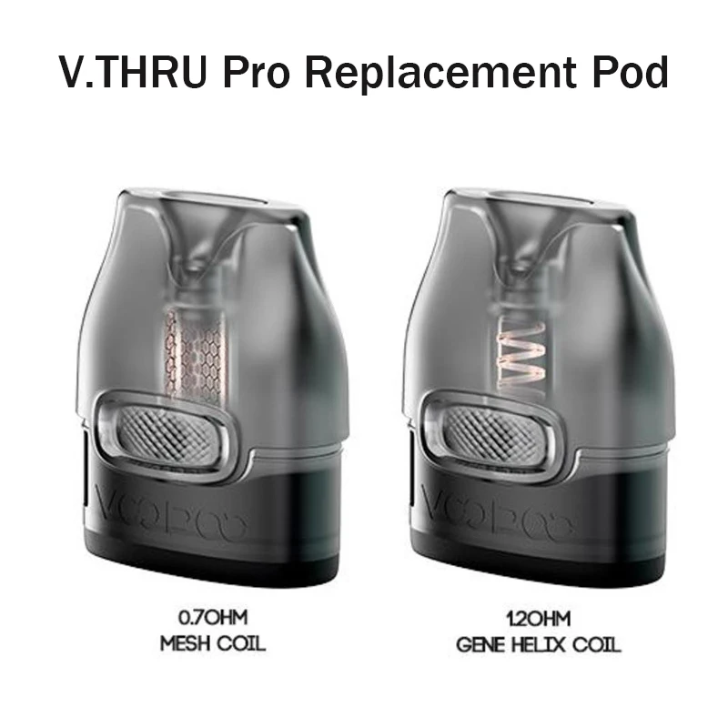 

V THRU Pro Pod Cartridge 3ml for VOOPOO V.THRU Pro Pod Kit, Vmate Pod Kit 1.2ohm GENE Helix Coil and 0.7ohm Mesh Coil