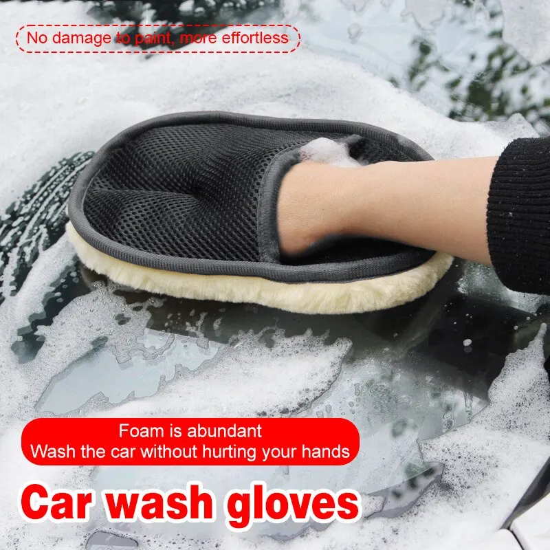 

Car Wash Gloves Imitation Wool Velvet Non Damage Paint Wiping Cloth Waxing Thickening Car Beauty Products Wiping Gloves Cleaning