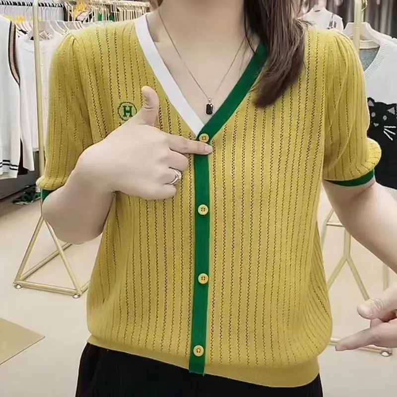 

Топ женский трикотажный с V-образным вырезом, 2022